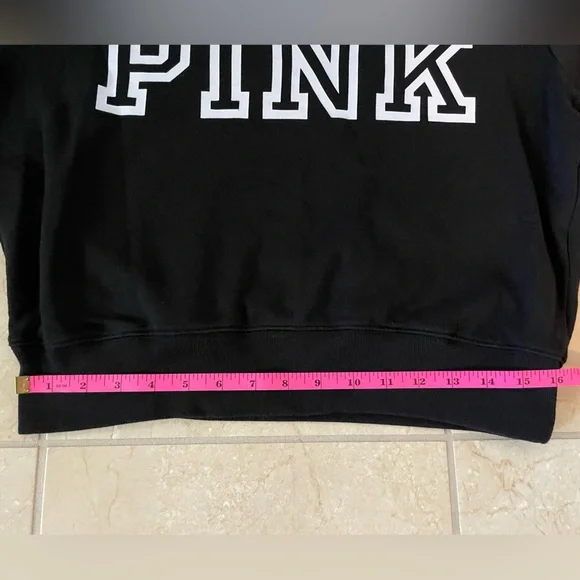 PINK Victoria's Secret Black Wide Neck Cropped Sweatshirt - Picture 5 of 10